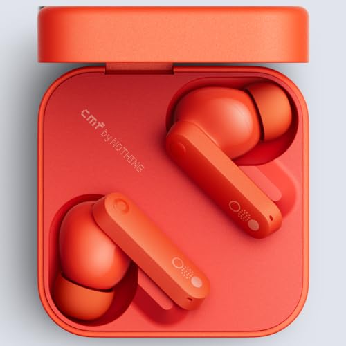 Image of CMF BY NOTHING Buds Wireless Earbuds with 42dB ANC, Transparency Mode, Ultra Bass Technology 2.0, Dirac HD Audio, IP54 Dust and Water Resistance and Dual Device Connection - Orange