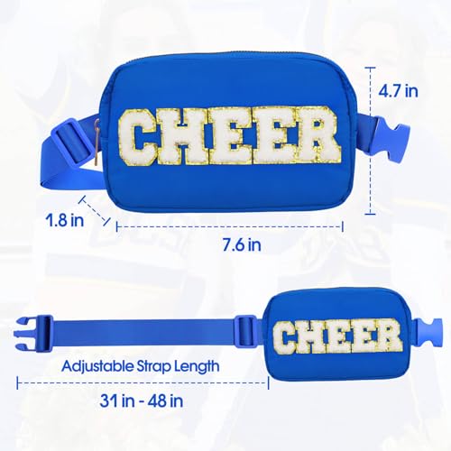 Image of PainZieteg Cheer Fanny Pack for Girls, Chenille Letter Nylon Belt Bag Blue