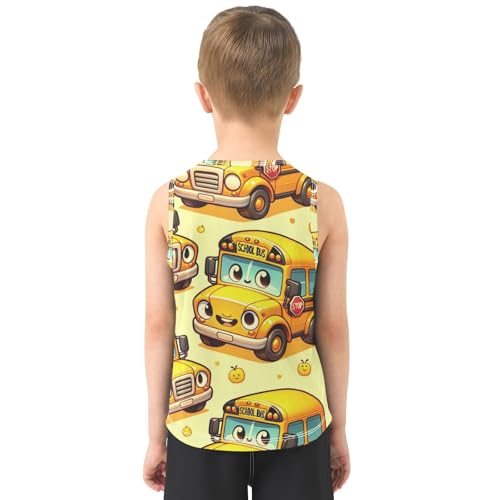 susiyo Cute Cartoon School Bus Boys Sleeveless Tank Top Girls Athletic T Shirt3