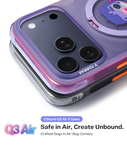 Image of TORRAS X GAWX Q3 Air Limited Edition Case for iPhone 17 Pro 6.3 inch, Stronger Magnetic Stand, Fit for MagSafe, Heavy-Duty Protection for iPhone 17 Pro Phone Case, Camera Control, Neon NightMuse