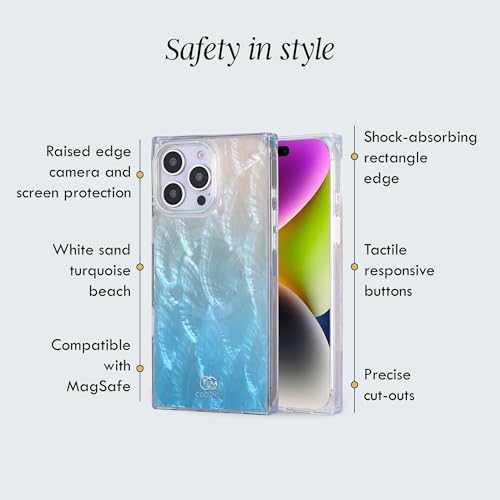 Image of COCOMII Rectangle for iPhone 13 Pro Max Case, Turquoise Real Motherofpearl