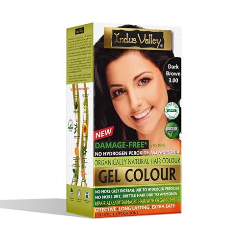 INDUS VALLEY Damage Free Natural Gel Hair Colour for Women Ammonia & PPD Free Organic Hair Colour with 100% Grey Coverage, Long Lasting Conditioning Hair Color Dark Brown 3.00-220 ml