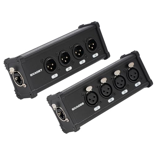 2 Pack 4 Channel 3 Pin Multi Network XLR Cable Breakout, (Male&Female)