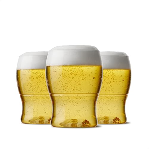 TOSSWARE POP Lot de 12 mini verres à bière en plastique transparent de qualité supérieure, recyclables, incassables et transparents