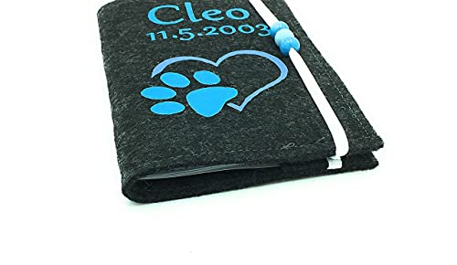 Heimtierausweis Hülle -Impfpass hülle Herzpfote Blau/Blau
