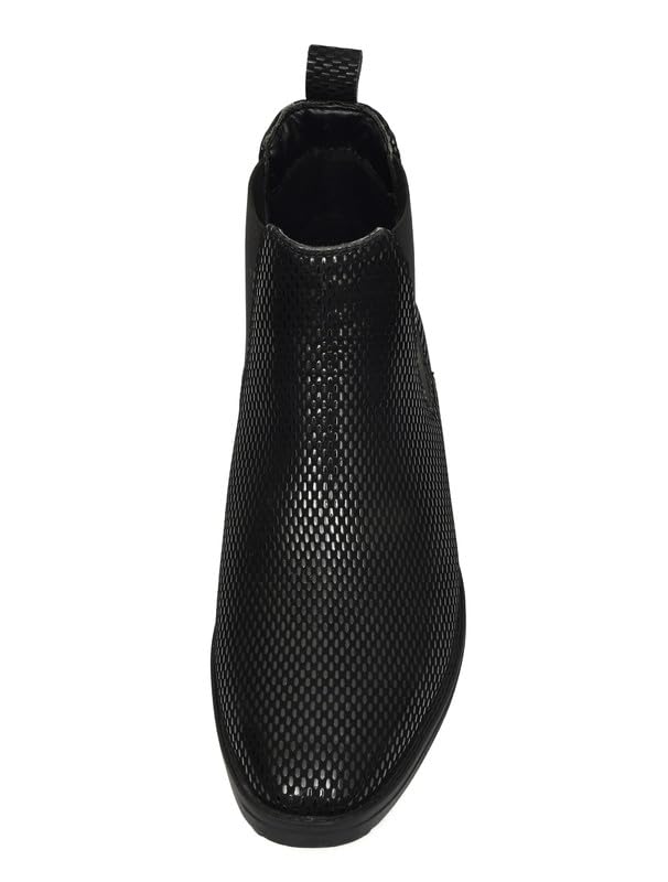Image of TANN & TRAIL Men Premium Synthetic Chelsea Boots Elegant, Pointed Toe, Textured Finish, Cushioned Comfort, Versatile Formal & Casual Footwear