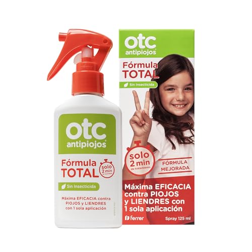 OTC Antipiojos - Spray Antipiojos Fórmula Total - Sin Insecticidas - Eficaz en 2 Minutos - Incluye Gorro y Lendrera - A partir de 1 Año - Envase de 125 ml