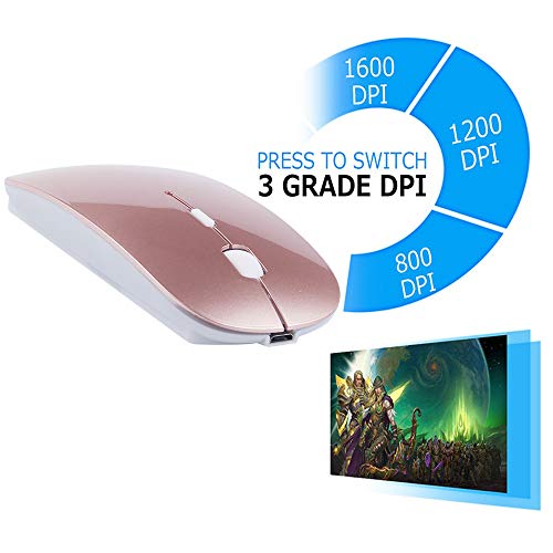 Image of KLO Rechargeable Bluetooth 5.2 /3.0 /Type-C /USB-2.4G Mouse for MacBook /MacBook air /Pro /iPad, Wireless Mouse for Laptop /Notebook /pc /iPad /Chromebook (Rose Gold)