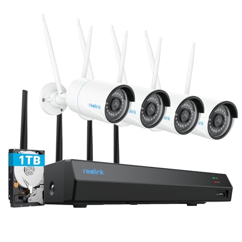 REOLINK 5MP Security Camera System, 5/2.4GHz Dual-Band Wi-Fi, 16CH NVR with 1TB HDD, Expandable to 16TB, Full Metal Material Plug-in Cameras, Smart Detection, 24/7 Recording, RLK12-500WB4
