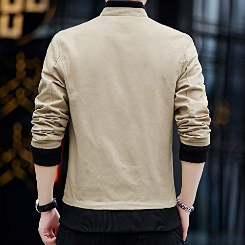 Womleys Mens Casual Windbreaker Outerwear Slim Fit Cotton Lightweight Jackets (Large, Khaki) #TOP3