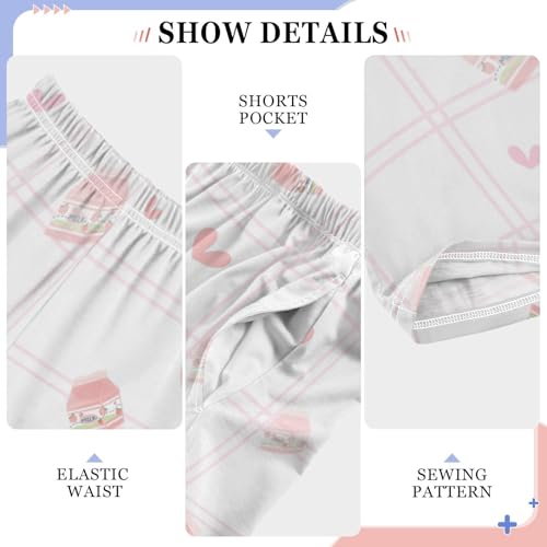 Strawberry Milk Boys Pants Boys Athletic Pants Long Pant for Boywith Pockets Wide-Leg Size 6-14Y4