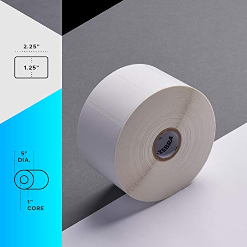 Zebra 2.25 X 1.25 In Direct Thermal Polypropylene Labels Polypro 4000D Permanent Adhesive Shipping Labels 1 In Core 6 Rolls 10031644Sp #TOP1