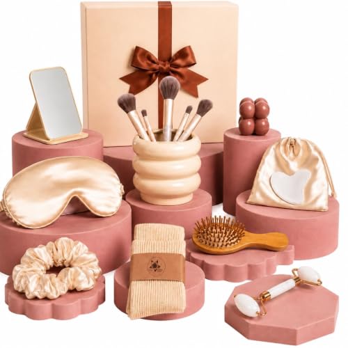 Coffret cadeau beauté femme-Coffret bien-être avec Gua sha, bougie parfumée, brosse, masque de nuit, pinceaux à maquillage- idée cadeaux original pour anniversaire, Noël, Détente- Maison NRV