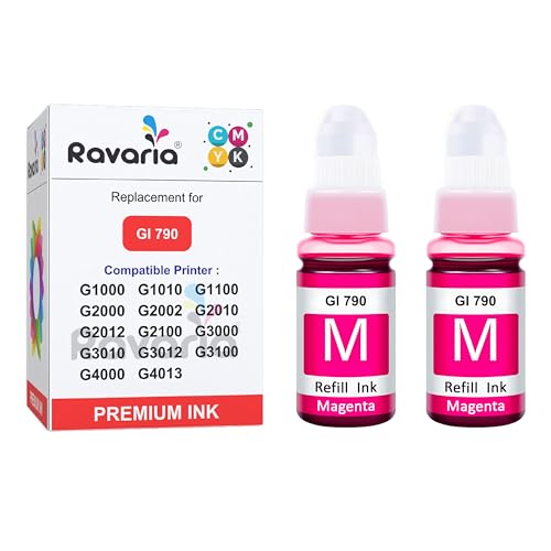 Image of GI 790 Ink Compatible with Canon Pixma G Series Printers (G1000, G1010, G1100, G2000, G2002, G2010, G2012, G2100, G3000, G3010, G3012, G3100, G4000, G4013) (790 Ink Magenta 2 Pcs)