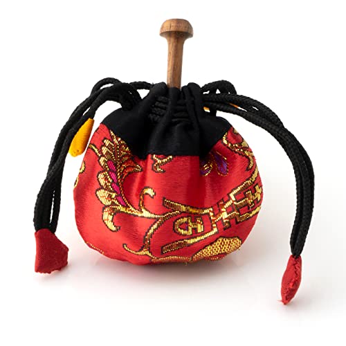 MINI-Klangschale in rotem Beutel inkl. Unterlage und Holzklöppel I Zarter Klang für feines Hören I Die nette Geschenkidee und kleines Mitbringsel für Klangschalen-Fans - Image 3