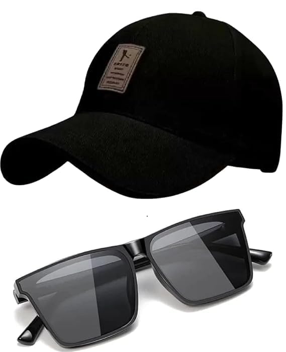 lavishable Stylish Cap for Men, Women, Kids All Season Sports, Cricket, Gym, Branded, Baseball Cap & 100% UV Protected Unisex Sunglasses Combo Pack of 2 (in, Alpha, Free Size, Black)-picture-27