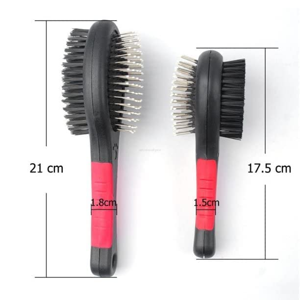 Image of Woofy Double Sided Pet Brush Dog Cat Hair Grooming Coat Comb Fur Cleaner Pin Bristle For Small to Large Dogs & Cats Short And Long Hair - Pack of 1