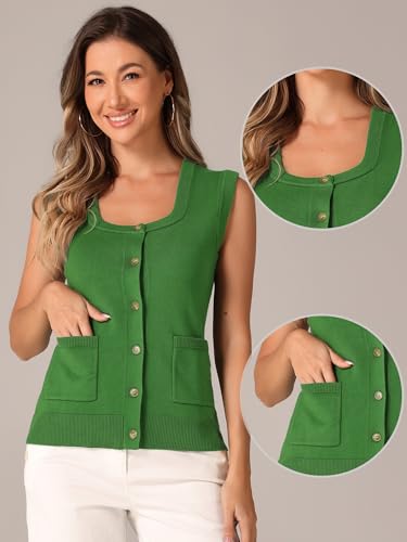 Image of Allegra K Sweater Vest for Women's Summer Casual Button Ribbed Sleeveless Knitted Tank Top