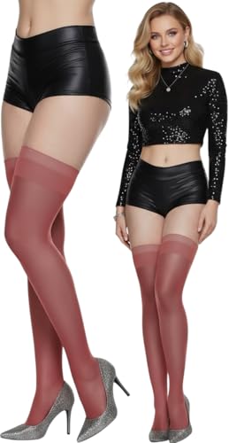 Image of ToBeInStyle Women's Sheer Banded Thigh High Socking w /Opaque Band