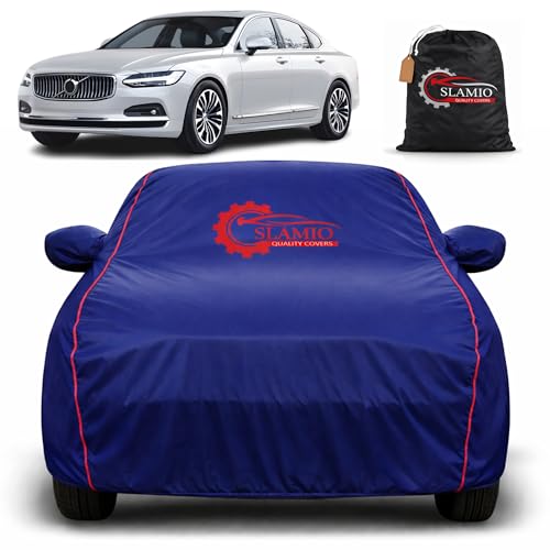 Image of Car Cover for Volvo S90 | 100% Waterproof Heavy-Duty 3-Layer Car Body Cover | All-Weather Rain, UV, Sun & Dust Protection | Custom Fit | Mirror & Antenna Pockets | Navy Blue