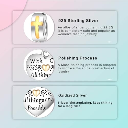 Image of LUXILLA Love You Best Friend Grandma Wife Heart Charm 925 Sterling Silver Charms Fit for Bracelets Necklace Jewelry Gift for Women