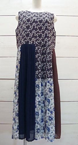 Amazon Co Jp シャンブルドゥシャーム Chambre De Charme バスルームの壁画パッチワーク プリーツワンピース F ネイビー系 服 ファッション小物