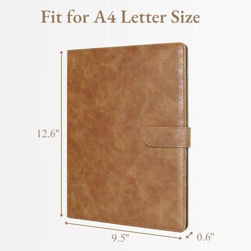 Image of Mymazn Padfolio Portfolio Folder, Faux Leather Interview Resume Folder with Document Organizer & Business Card Holder, Letter-Sized Notepad Legal Pad Holder for Men Women (Light Brown)