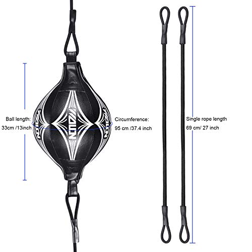 Double End Ball, Boxing Speed Ball Leather Boxing Ball With Pump Speed Dodge Ball Include 2Pcs Ring Locking For Gym Mma Boxing Sports Punch Bag (Black) #TOP1