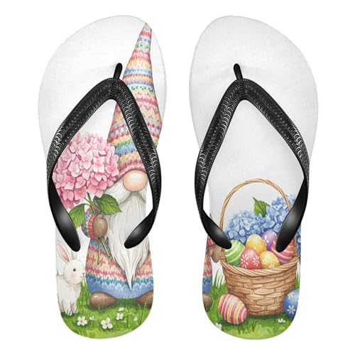 Burbuja Gnome Bunny Flip Flops for Women Men, Soft Thong Sandals Rubber Slippers for Pool Beach Essentials