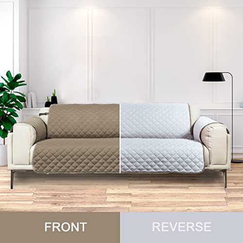 Joyelf Oversize Sofa Slipcover Reversible Sofa Cover, Water Resistant Couch Cover For Dogs Furniture Protector With Elastic Straps For Pets Kids - Brown&Beige #TOP2