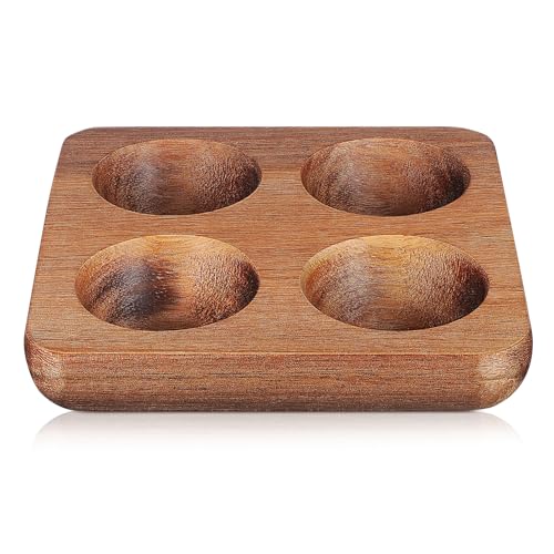 Bandeja para 4 huevos Kisangel de madera de acacia para encimera