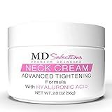 MD Selections Neck Cream with Hyaluronic Acid - Anti Ageing Neck Firming Cream, Advanced Tightening Cream to Reduce Chin, Chest Area, Neck Lines, and Décolleté for Youthful Skin, 2 Oz