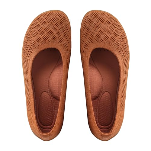 Image of KBZone Women's Flat Shoes Round Toe Knit Ballet Flat Comfort Dressy Flat Walking Shoes
