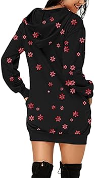 Kanpola Kerstjurk voor dames, lange mouwen, pulloverjurk, herfst, winter, ronde hals, minijurk, rendierprint, elegante bovenkleding