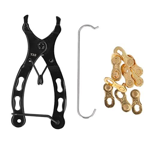 Pince à chaîne de vélo 12 vitesses, outil de réparation de chaîne de bicyclette avec crochet et connecteurs, clé d’installation et de démontage de chaîne plaquée or résistante à la