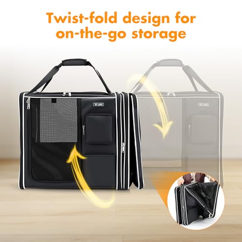 Image of Lekereise Large Cat Carrier Soft Sided, 28 inch x 13 inch x 13 inch, Large cat Travel Carrier for 2 Cats with Zipper Locks for Moving Across The Country(No Hammock), Foldable for Storage, Black