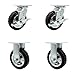 6" Pneumatic Caster Set of 4-2 Swivel with Brakes and Bolt-On Swivel Lock/2 Rigid - Black Rubber Wheel - 1,200 lbs. Capacity - Service Caster Brand