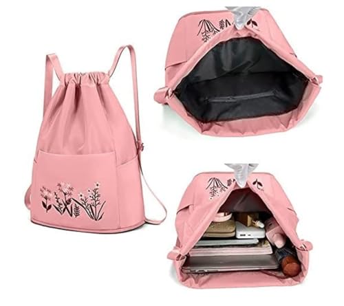 Image of SRZ School Bag College Bag Backpack for women Travel bag Polyester Trendy Stylish Backpack Drawstring Embroidery