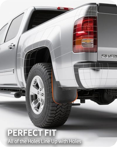 Image of Premium Mud Flaps for Silverado Trucks,4PC Direct Fit Splash Guards for 2007-2013 Chevy Silverado 1500 /2500HD /3500HD | All-Weather Mud Guards Front & Rear