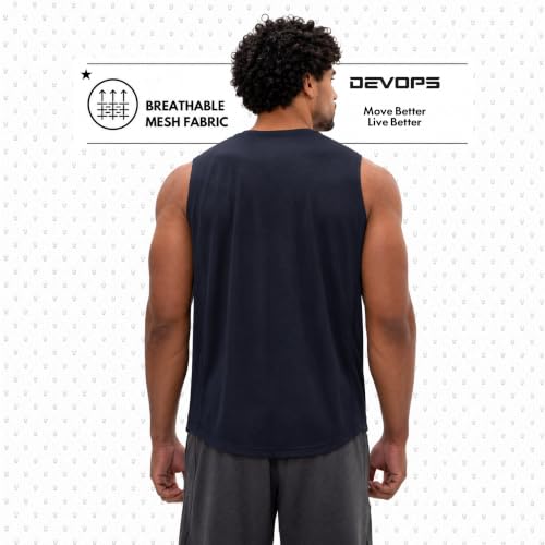 DEVOPS 3 Pack Sleeveless Men's Muscle Shirts Dry Fit Mesh Tank Top Gym by DEVOPS - Image 6