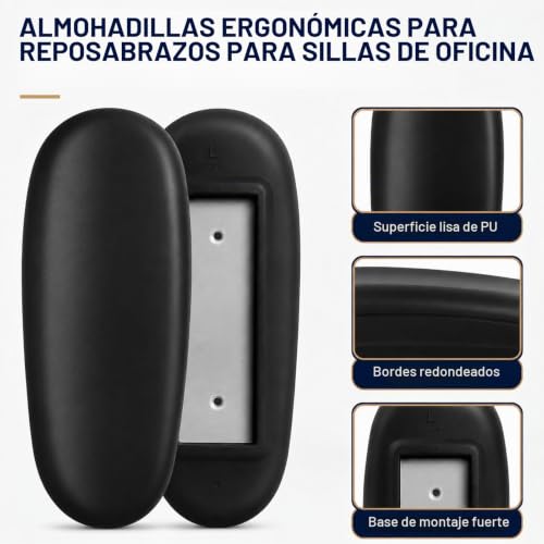 Miniatura 3 de Reemplazo De Reposabrazos Para Sillas De Oficina Reposabrazos Universal Para Sillas De Escritorio Distancia De Los Agujeros De Montaje 10.2 Cm Con Patrón De Agujero De Montaje Tornillos 1 Par Negro