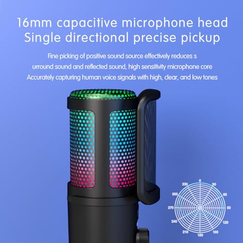 Image of ADZOY Professional SU9 RGB USB Condenser Microphone | One Click Noise Reduction| Volume Control | Echo | Mute | Dynamic RGB Lighting | Professional Mic for Gaming | Podcast, YouTube Streaming