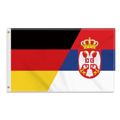 Große 90×150 CM Deutschland Serbien Flagge, großes 150D Deutsch Serbiens Freundschafts banner,Strapazierfähige Deutschlandfahne Doube-Seitendruck Dekor Messingösen large Serbia