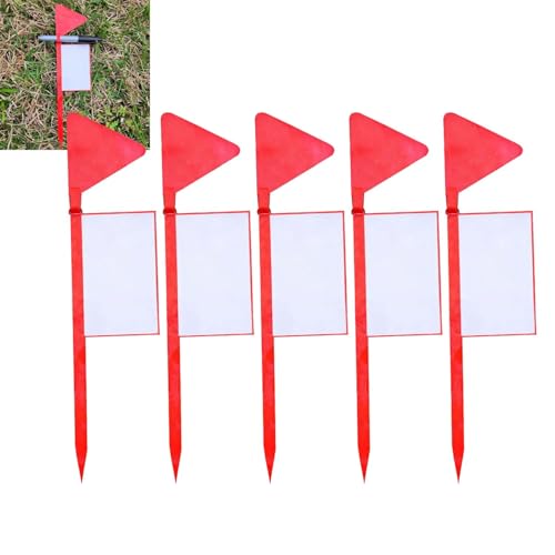 5-pack 3D Printed Reusable Flags for Disc Golf Closest to Pin Markers with Integrated Marker Holder Durable Tournament & League Accessories (Red)