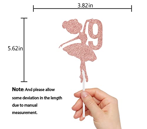 Ballerina 9Th Birthday Cake Topper, Ballerina Cake Topper, 9Th Birthday Decorations, Princess Cake Topper, Ballerina Birthday Decorations, Dancing Girl Birthday Party Decorations Rose Gold Glitter #TOP2