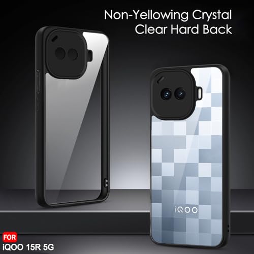 Image of TheGiftKart for iQOO 15R Case | Hard Clear Back Cover | Non-Yellowing Back | Camera & Screen Protection | Hybrid Protective Transparent iQOO 15R Back Cover (PC & TPU, Black Sides)