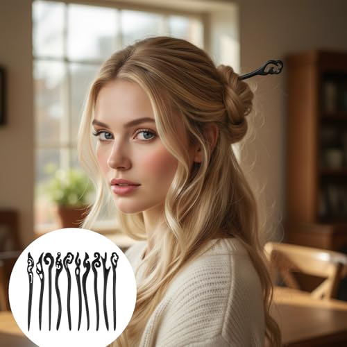 JJUNW Chinese Hair Pins for Women, Handmade Hair-Stick, Vintage Chinese Chignon Hair Chopsticks for Handmade Buns Hairs Forks Accessories Hanfu Pins for Women Girls - Thumbnail 2