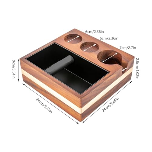 Compact Wooden Espresso Tamping Station and Knock Box - 58mm Coffee Machine Accessories for Organised Brewing - Image 2