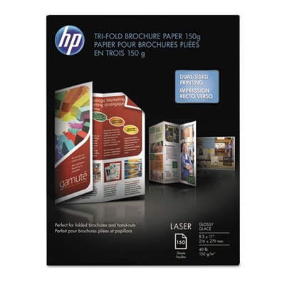 HP Tri-Fold Laser Brochure Paper, 97 Brightness, 40lb, 8-1/2 x 11, White, 150 /Pack