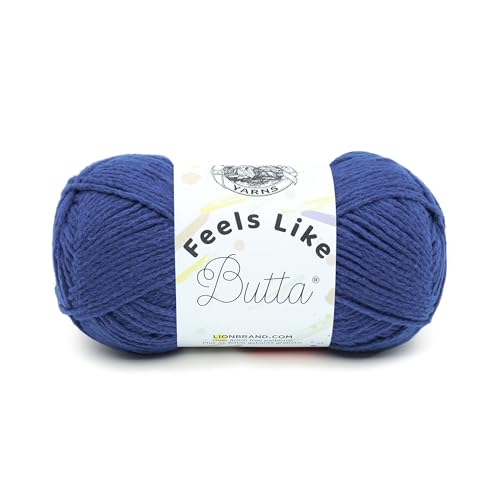 Lion Brand Yarn Feels Like Butta Yarn, Velvety-Soft Yarn for Crocheting and Knitting, 1 Pack, Royal Blue